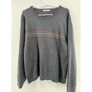 Marine Layer Morrison Crewneck Sweater Mens Size XL Charcoal Gray Stripe Knit